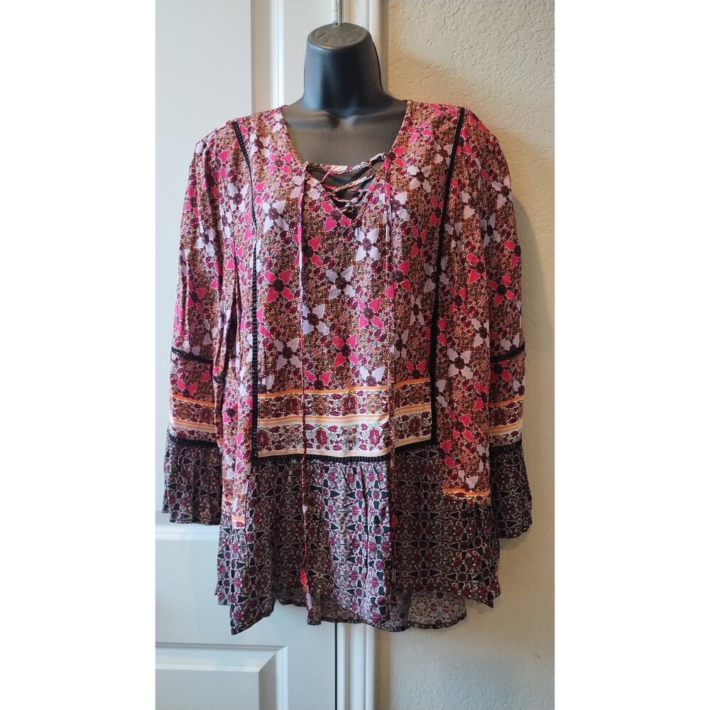 Est. 1946 Pink Paisley Blouse Womens Size XL Floral 3/4 Sleeve Top Tunic